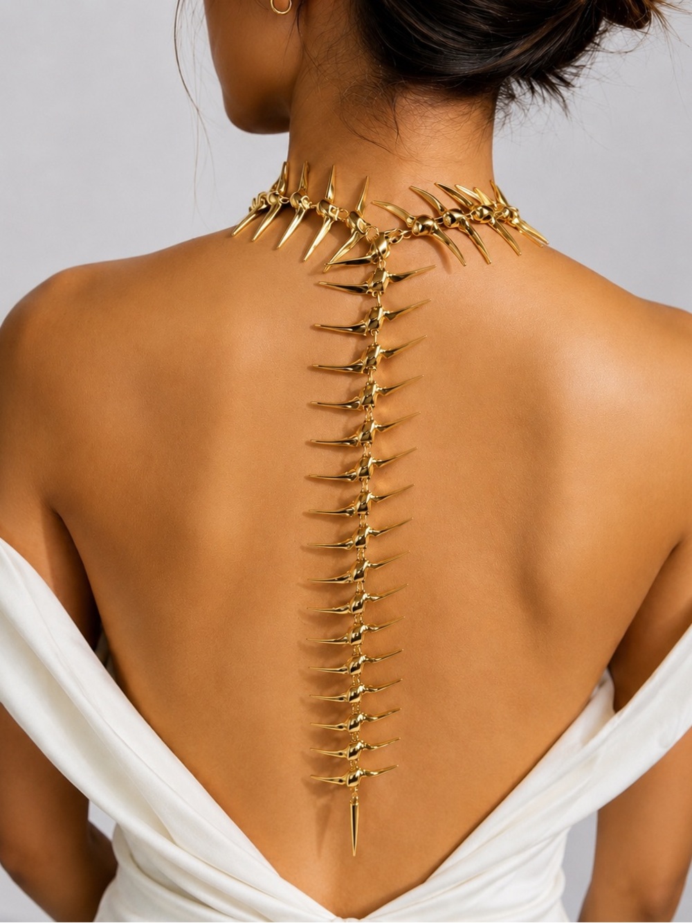 Golden Spine Collar Necklace | Luxe Couture Body Jewelry
